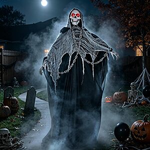 74" Halloween Animatronic Grim Reaper Skeleton w/ LED Eyes, Sound Activation & Swinging Body $35.99 + Free Shipping