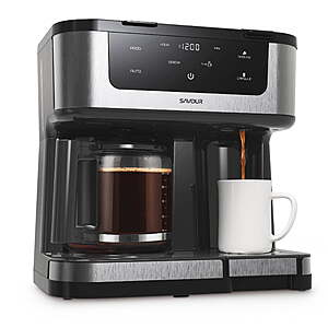 Savour Dual Coffee Maker, Programmable 12-Cup Coffee Pot & Single Serve Coffee Machine $69