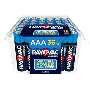 Rayovac High Energy AAA Batteries (36 Pack), Alkaline Triple A Batteries $9.6