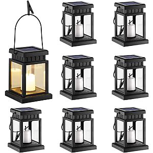 [Prime] 8-Pack GIGALUMI Solar Hanging Candle Effect Lanterns w/ Garden Stake $23.99 + Free Shipping