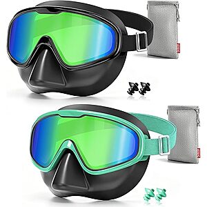 2-Pack Aegend Fabric Strap Swim Goggles w/ Nose Cover & Case (Various) from $8.99 + Free Shipping w/ Prime or on $35+