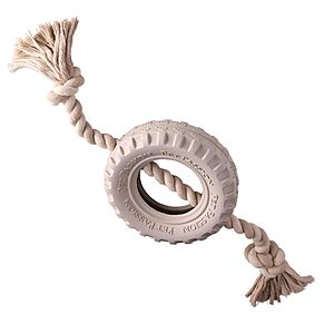 Pet Passion Natural Rubber Tire & Organic Cotton Rope Pull Dog Toy (Black, Small) $8.40 + Free Shipping w/ Prime or on $35+