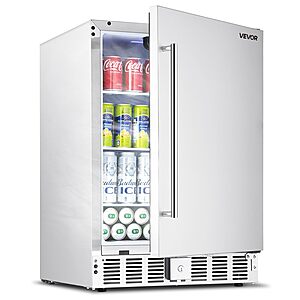 VEVOR 24-Inch Indoor/Outdoor Beverage Refrigerator, 150 QT Freestanding or Undercounter Beverage Fridge, 180 Cans Built-in Beer, Size: 23 x 23 x 34 in $570.99