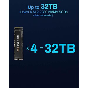 TERRAMASTER F4 SSD 4-Bay SSD NAS, 30% off, $349.99, Intel N95 4-Core, DDR5 8GB RAM, 5GbE LAN