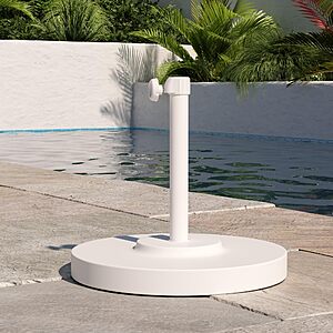 California Umbrella 50 lbs. Round Concrete Weighted Powdercoated Steel Umbrella Base, White or Black $78