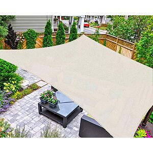 AsterOutdoor Sun Shade Sail Rectangle 10' x 10' UV Block Canopy for Patio Backyard Lawn Garden Outdoor Activities, Cream $29.54