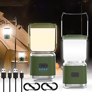 2-Pack 4" Hoxida Rechargeable 336LM LED Portable Camping Lantern $8.99 + Free Shipping w/ Prime or on $35+