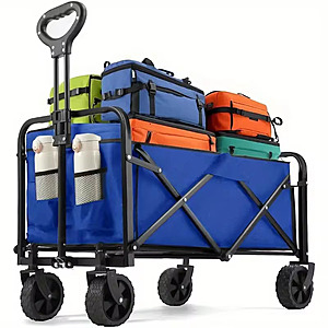 Heavy Duty Wagon Utility Cart, Collapsible / Foldable, All-Terrain Wheels, 330-lb / 180-Liter Capacity; free S&H $24.34