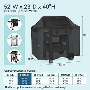 $16-$19.80 FS Walmart+ Seller: GAS GRILL COVERS for 32", 52", 55", 60" and 65" inch Grills
