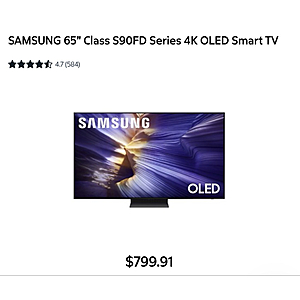 (YMMV) In Store: Samsung 65" Class S90FD Series 4K OLED Smart TV $799.91