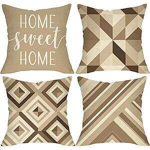 4-Pack 18" Fjfz Home Sweet Home Cotton Linen Throw Pillow Covers (Browns) $3.99 + Free Shipping w/ Prime or on $35+