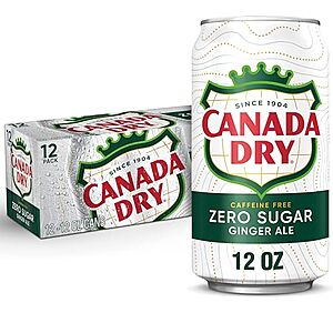 [SnS, AC] $14.30 | 3 × 12-Pack 12-Oz Canada Dry Zero Sugar Ginger Ale Soda ($4.77 each) at Amazon (39.7￠ each)