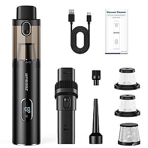 Handheld Vacuum Cordless, Upbooz Portable Car Vacuum, 14000PA Powerful Suction Vacuum Cleaner with LED Light and Air Duster 2 in 1, Low Noise Rechargeable in $6.99