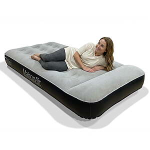 MaisonAir 12in Twin Airbed Premium Air Mattress with Coil Beam Support and Built in Pillow with Rechargeable Pump - $29.88