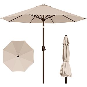 Kingdura 9FT Outdoor Patio Umbrella w/ Push‑Button Tilt and Crank Lift (Beige) - $33.99 @ Amazon