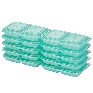 $7.69: GoodCook 2-Compartment Food Storage Container Set with Snap-Shut Lids, Set of 10, Blue