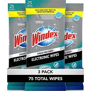 3-Pack 25-Count Windex Electronic Screen Cleaning Wipes (75 Total) $11.37 w/ S&S + Free Shipping w/ Prime or on $35+