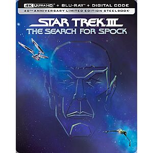 Star Trek III: The Search for Spock 40th Anniversary Steelbook (4K UHD) $16.24 + Free Shipping w/ Prime or on $35+
