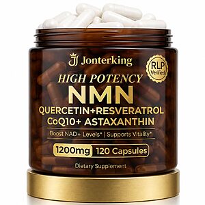 JonterKing NMN Supplement, 1200mg Per Serving, 120 Capsules, 600mg NMN $9.99