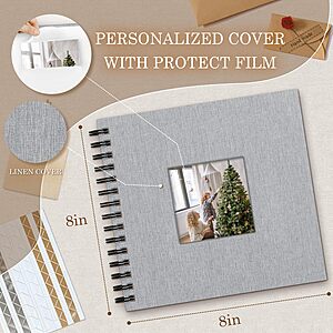 8"x8" 60-Page Popotop Linen Hardcover DIY Scrapbook Photo Album w/ Display Window (Grey) $3.14 + Free Shipping w/ Prime or on $35+