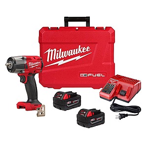 Milwaukee M18 FUEL 18V Lithium-Ion Brushless Cordless 3/8 in. Mid-Torque Impact Wrench with Friction Ring Kit, Resistant Batteries $129