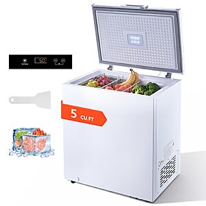 VEVOR Chest Freezer, 5 Cu.ft Compact Deep Freezer, Free Standing Top Open Door Chest Freezers with 2 Removable Baskets & Adjustable Thermostat $308.9
