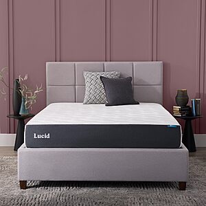 Lucid® 10" Medium Gel Memory Foam Mattress – Bamboo Charcoal & Cooling Gel – Fiberglass Free – Bed in a Box – CertiPUR-US® Certified – Queen Size $224.99
