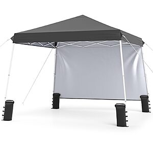 Tangkula 9x9 FT Pop Up Canopy with Center Lock & Sidewall $66.49