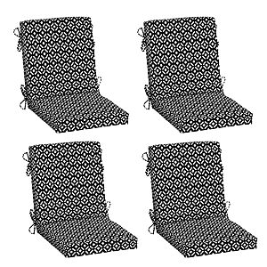 Arden Outdoor Dining Chair Cushion, 4-Pack, 20x44, Black Demi Tile $109.72