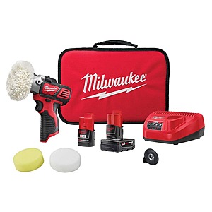 Milwaukee M12 12V Lithium-Ion Cordless Variable Speed Polisher/Sander Kit W/(2) M12 Batteries, Accessories, Charger & Tool Bag $129