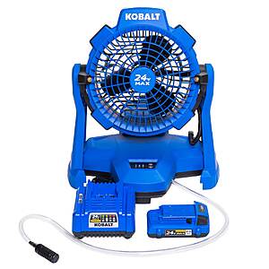 Kobalt 7-in High Velocity Indoor/Outdoor Misting Floor Fan with 2.0 battery, $89, Lowe's