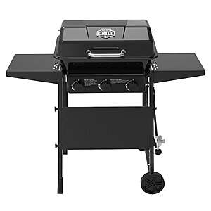 Expert Grill 3-Burner Propane Gas Grill with Side Shelves and Wheels, Black, $98, FS, Walmart