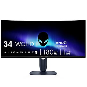 Alienware 34 Curved Gaming Monitor – AW3425DWM - 34-inch WQHD 180Hz 1ms Display, 1500R, AMD FreeSync Premium, VESA AdaptiveSync. $289.99