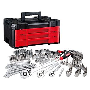 CRAFTSMAN 230 Pcs Mechanics Tool Set, Socket Wrench Set, Car Tool Kit with VERSASTACK Toolbox, SAE and Metric,1/4 in, 3/8 in, and 1/2 Drive $129