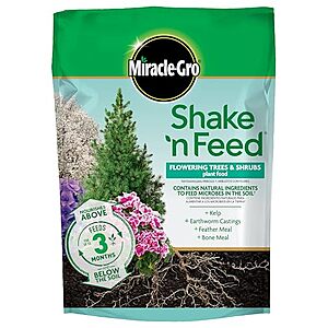 $18.35* | 8 lbs. Miracle-Gro Shake 'N Feed Flowering Trees and Shrubs Plant Food at Amazon