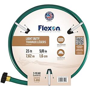 25' x 5/8" Flexon Light Duty Reinforced Garden Hose (Green) $8.85