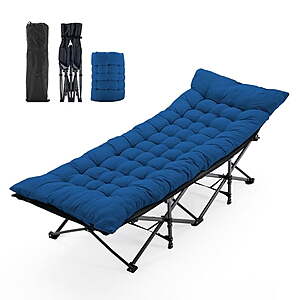 Sweetcrispy 74‘’ Folding Camping Cot with Mattress Blue $44.99 + Free S&H at Walmart