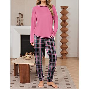 Ekouaer 2 Pack Womens Pajama Sets Soft Jogger Pjs Long Sleeve Lounge Sets $19.99