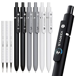 $7.70: [S&S]STAGEEK GX3 Black Gel Pens,6Pcs 0.7mm Quick Dry Smooth Writing Pen with 3 Refills at Amazon