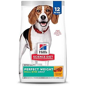 [SnS, AC] $22.04 | 12-Pound Hill's Science Diet Perfect Weight, Dry Dog Food (Chicken) at Amazon