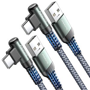 2-Count AINOPE 3.3' Right-Angle USB-A to USB-C Fast Charging CarPlay Cables $3.89 ($1.95 each) + Free Shipping w/ Prime or on $35+