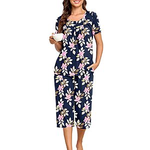 2-Piece HALCYEEN Women's Short Sleeve Capri Pajama Set w/ Pockets (S-XXL, Various Colors) $7.99 + Free Shipping w/ Prime or on $35+