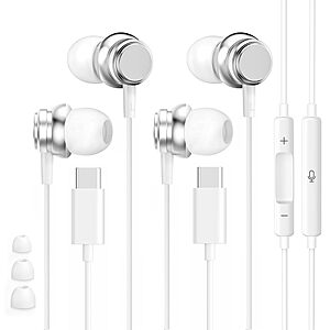 2-Pack Tiloqua USB-C Wired Earbuds w/ Mic & Magnetic Attraction $5.99 + Free Shipping w/ Prime or on $35+