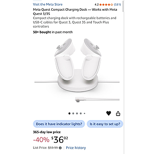 Meta Quest Compact Charging Dock — Works with Meta Quest 3/3S $36.02