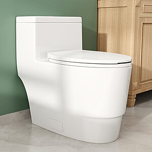 17" ADA Comfort Height Dual-Flush Toilet Modern Elongated One-Piece Toilet for Floor Mounted Glazed Surface (Seat Included) $185.63