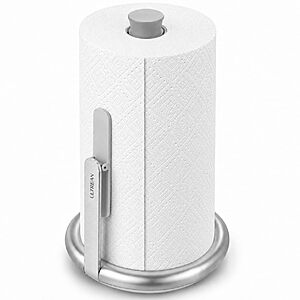 Ultrean Paper Towel Holder Countertop, Freestanding Paper Towel Dispenser with Spring-Loaded Arm for One-Handed Tear, Weighted Non-Slip Base, Stainless Steel for Kitchen $24.99