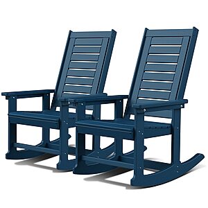 GREENVINES Oversized Outdoor Rocking Chairs Set of 2, HDPE Rocker $242.43