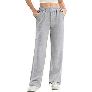 PINSPARK Women's High Waisted Straight Leg Sweatpant Drawstring Sweat Pants $12.99