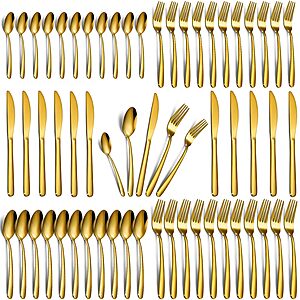 60-Piece Gold Stainless Steel Silverware Set (service for 12) $27.99 + Free Shipping w/ Prime or on $35+