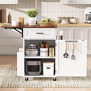 32" Harper & Bright Designs Wood Folding Kitchen Cart w/ Metal Frame & 2-Shelf Storage on Wheels $113.40 + Free Shipping